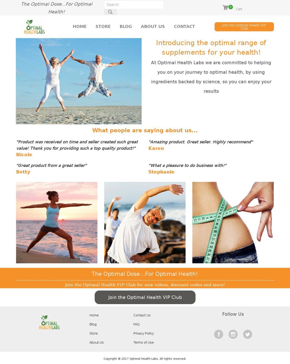 optimalhealthlabs.com — Shopify storefront screenshot