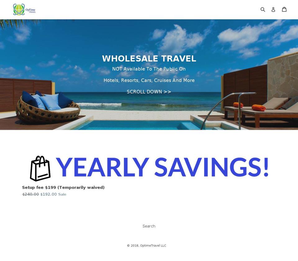 optimetravelmembership.com — Shopify storefront screenshot