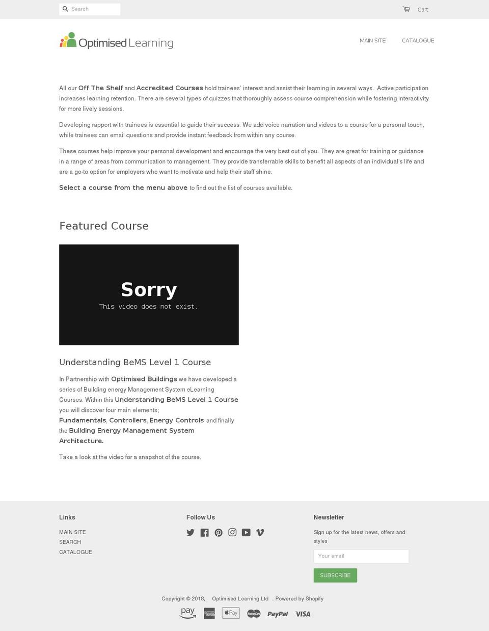 optimisedlearningcourses.com — Shopify storefront screenshot