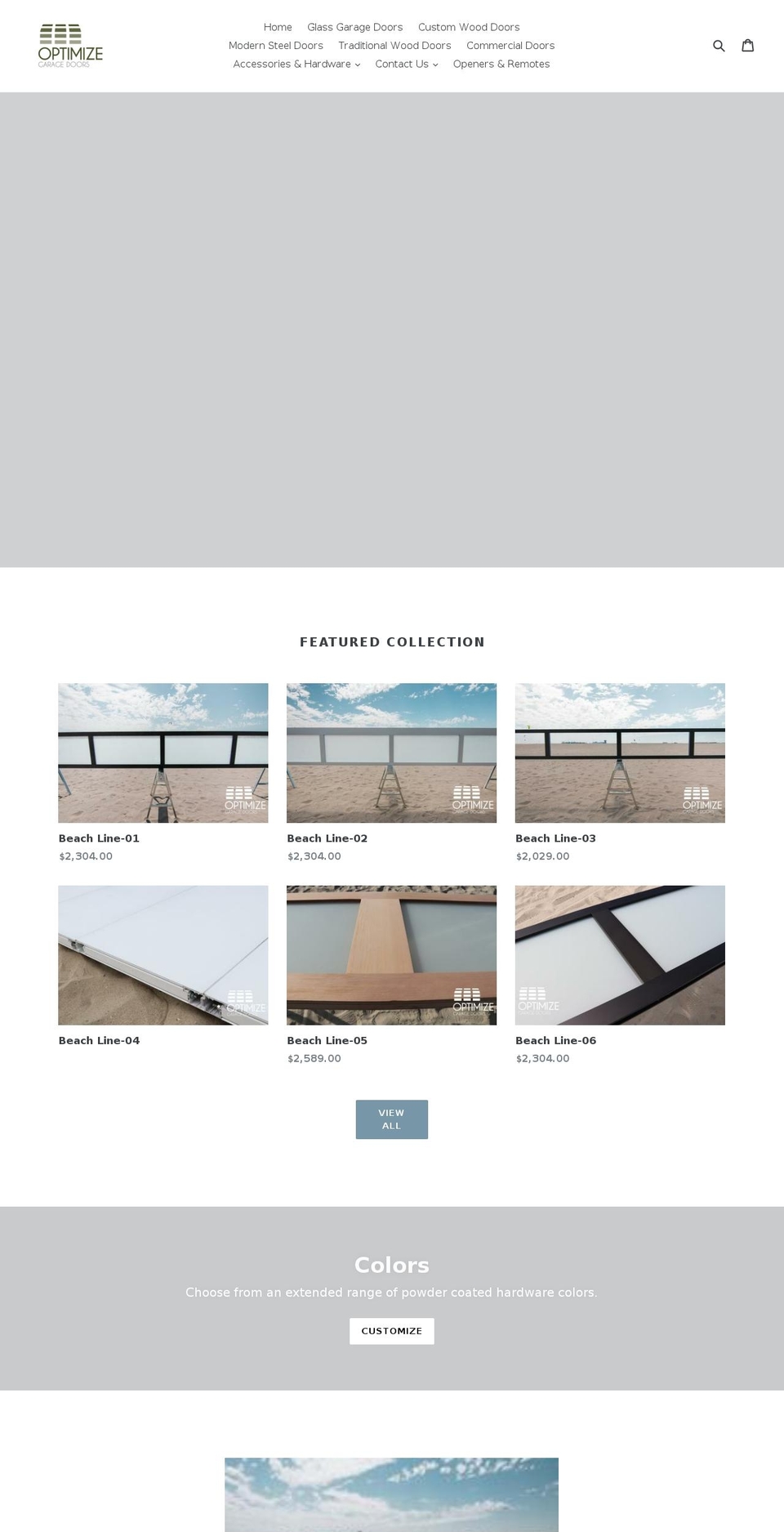 optimizegaragedoor.com — Shopify storefront screenshot