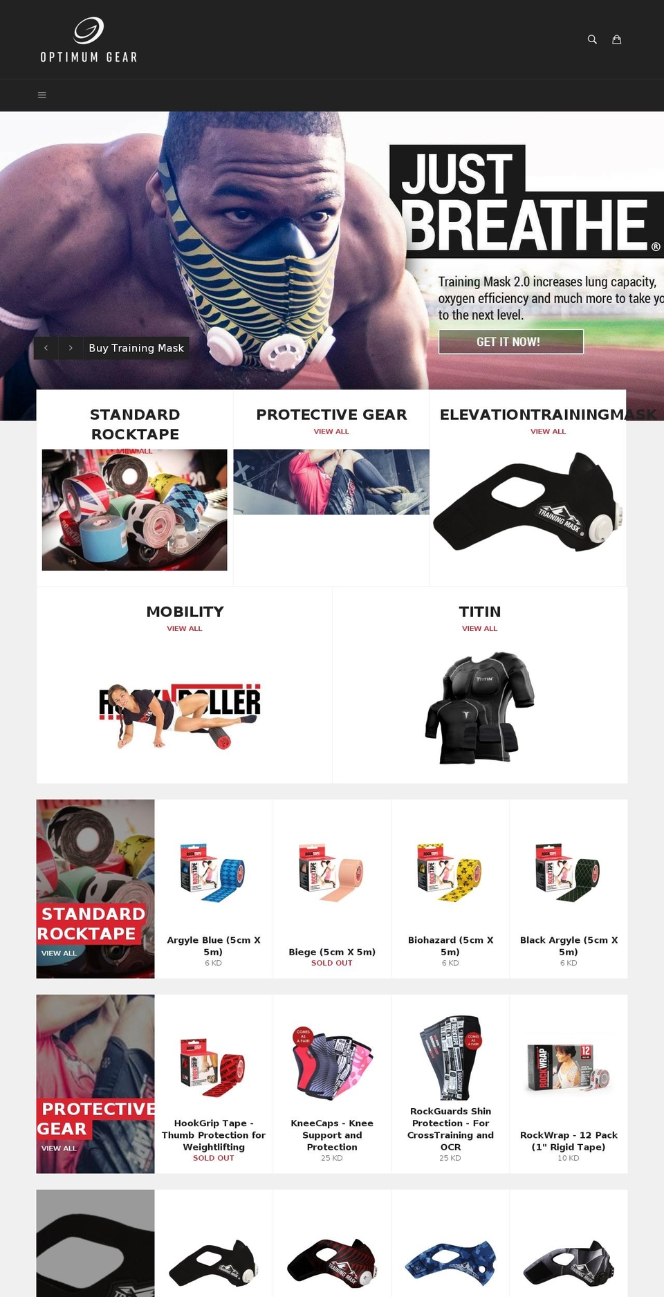 optimum-gear.com shopify website screenshot
