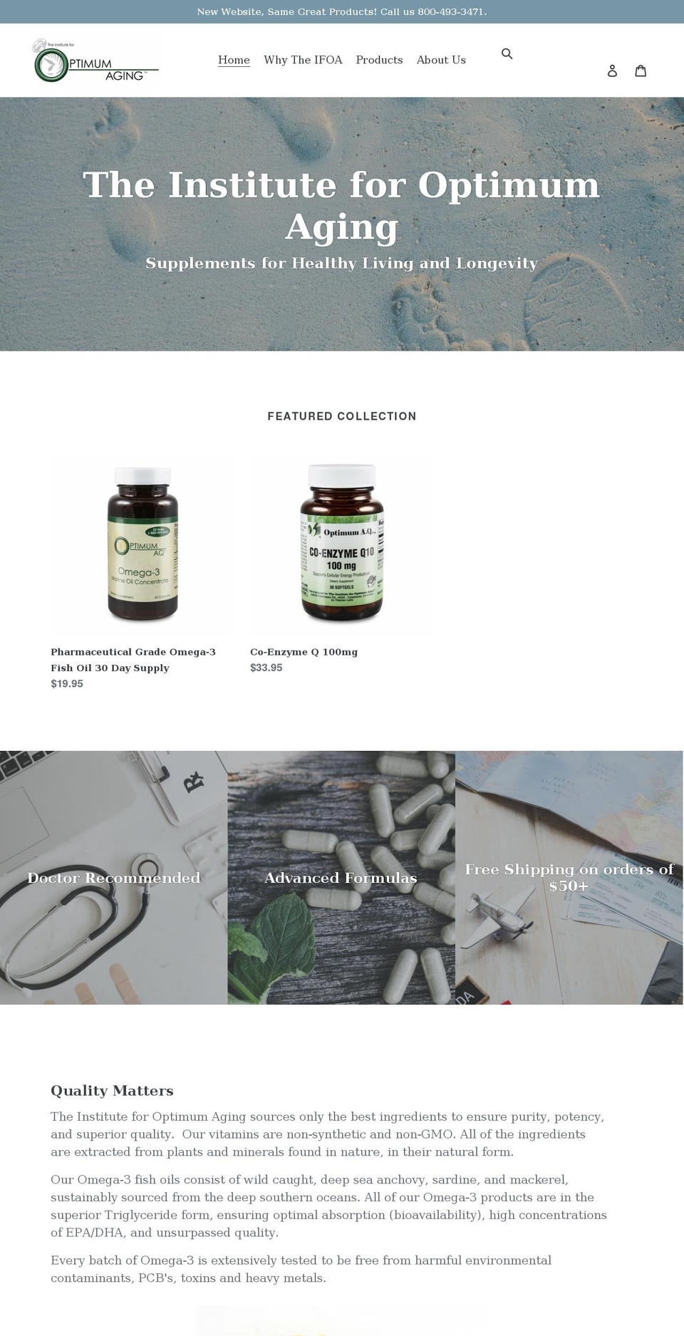 optimumaq.net shopify website screenshot