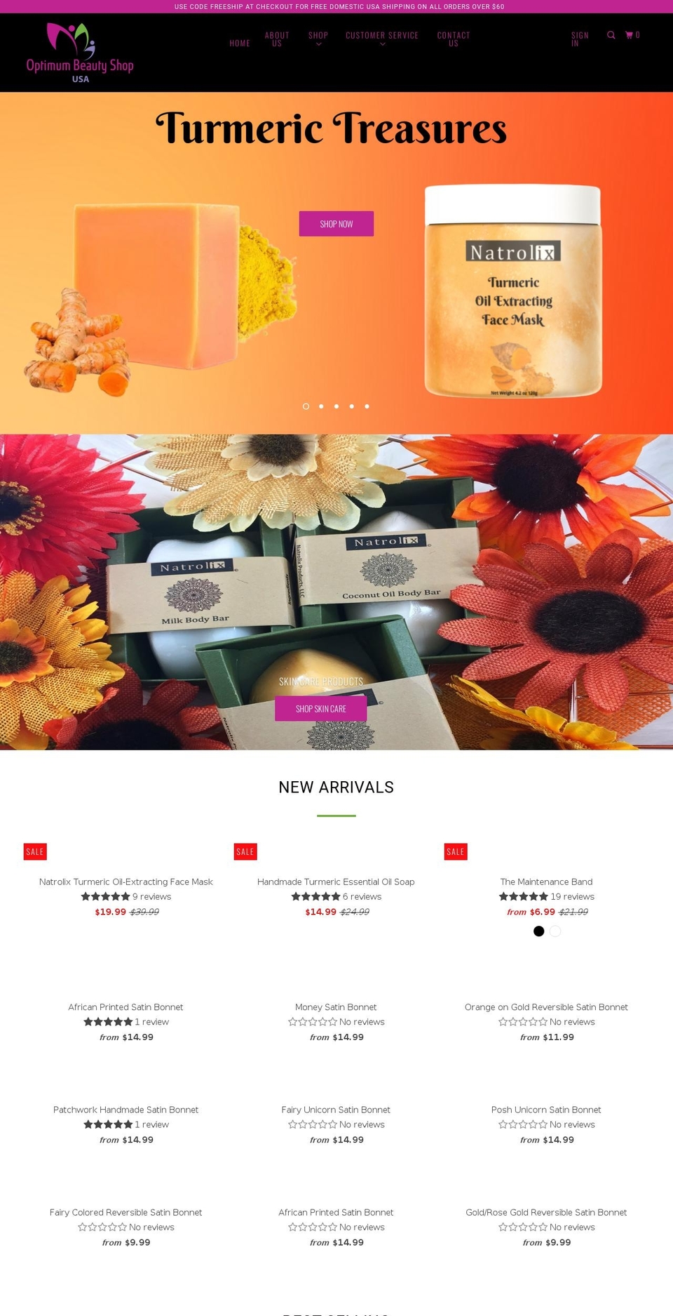optimumbeautyusa.com — Shopify storefront screenshot