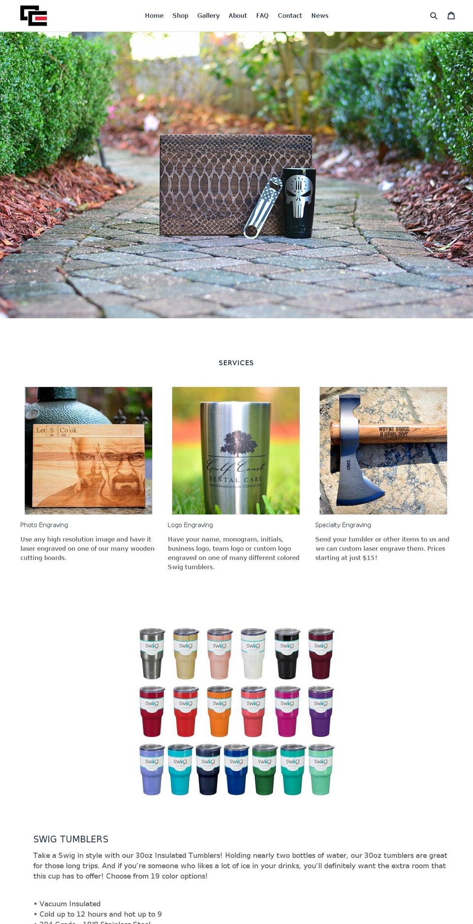 optimumengraving.com shopify website screenshot