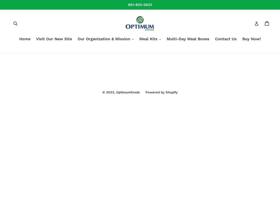 optimumfoodsstore.com shopify website screenshot
