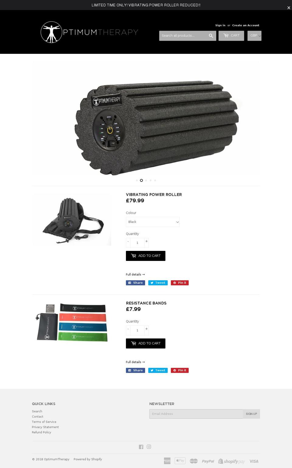 optimumtherapy.com — Shopify storefront screenshot