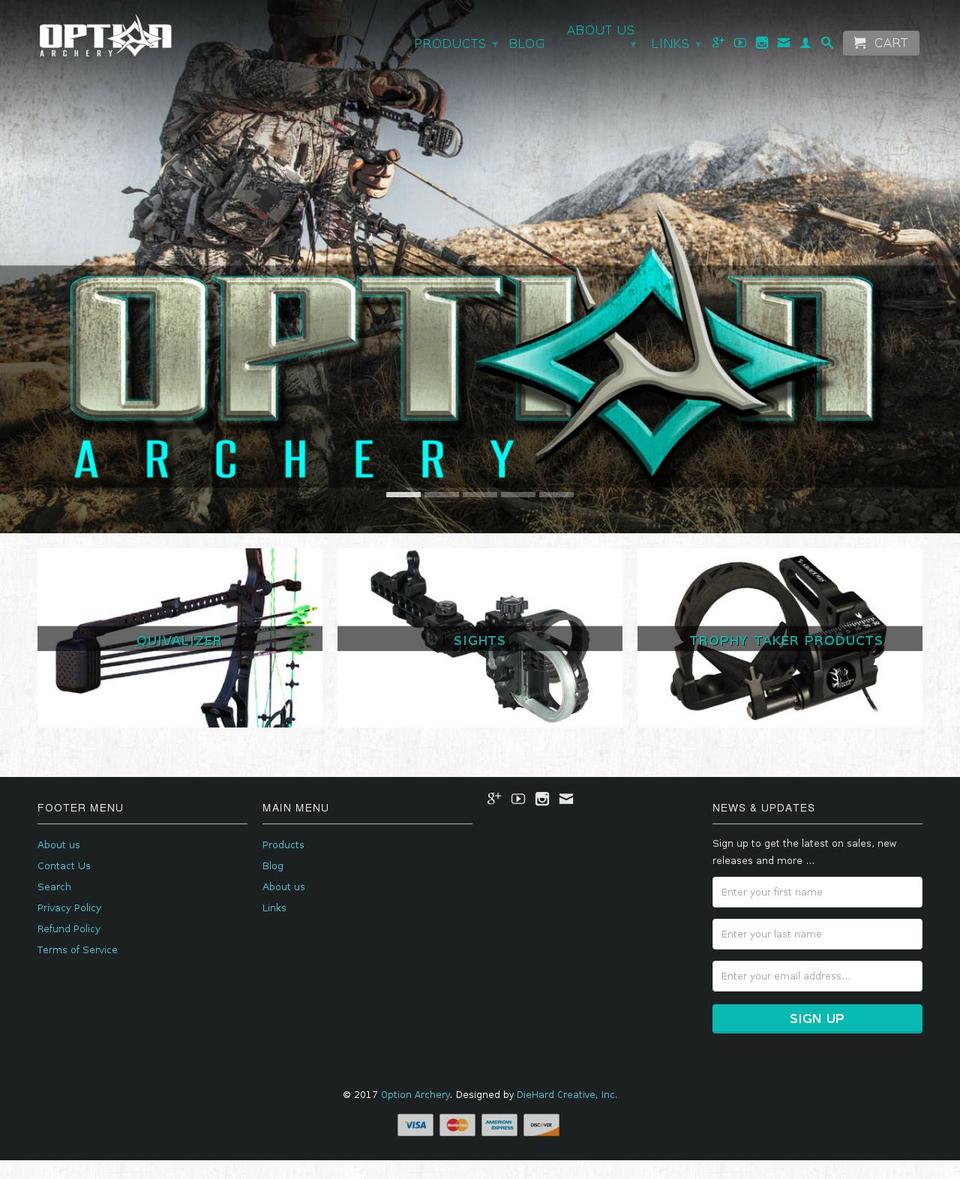optionarchery.com shopify website screenshot