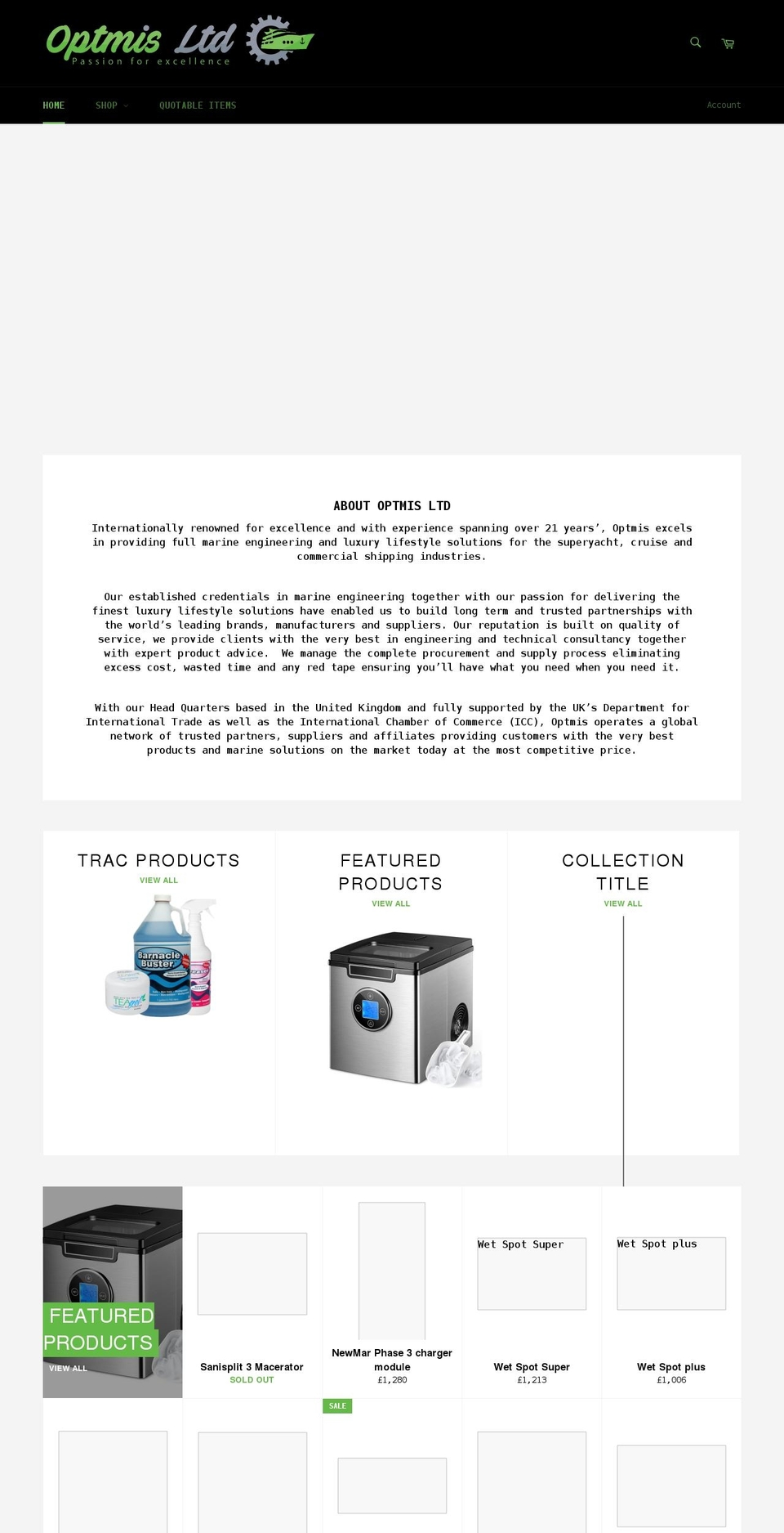 optmisltd.com shopify website screenshot
