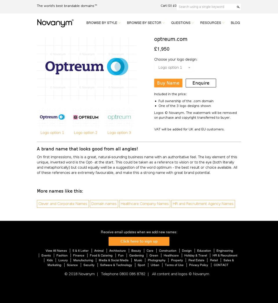 optreum.com — Shopify storefront screenshot
