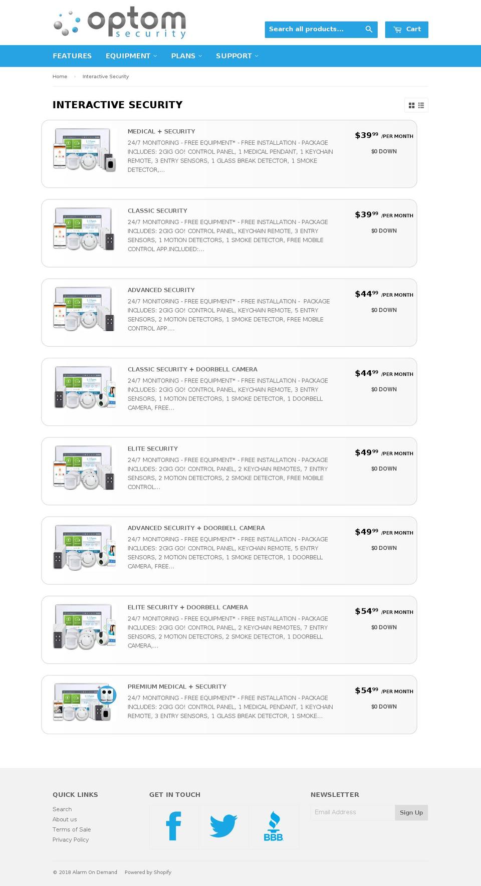optumsecurity.com shopify website screenshot