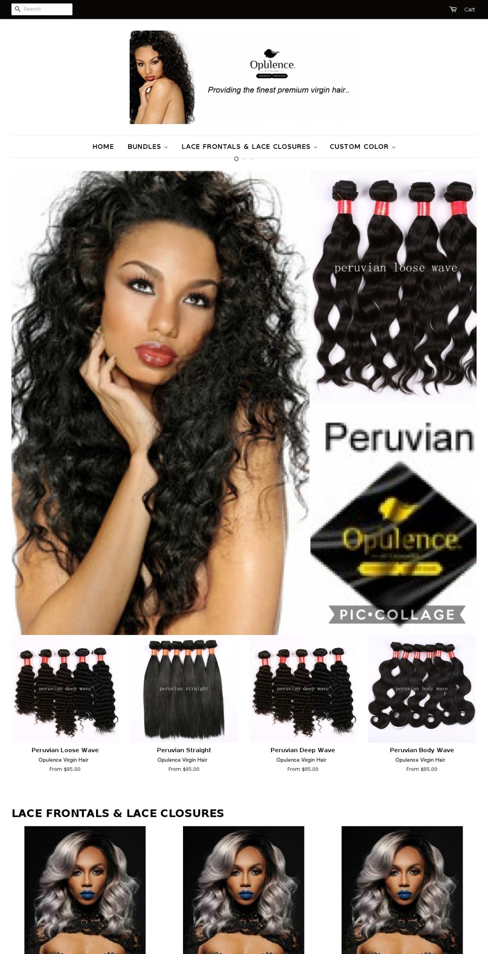 opulencevirginhair.net shopify website screenshot