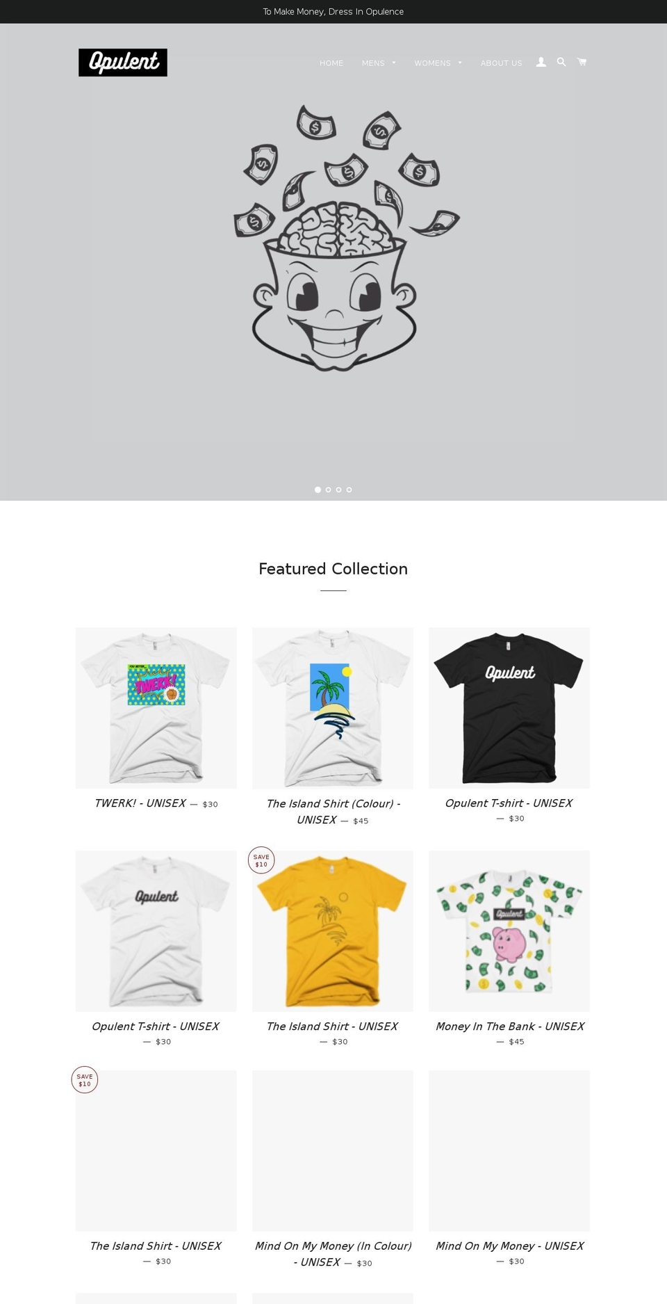 opulentclothes.com — Shopify storefront screenshot