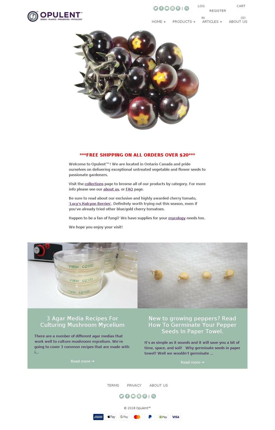 opulenthorticulture.com shopify website screenshot