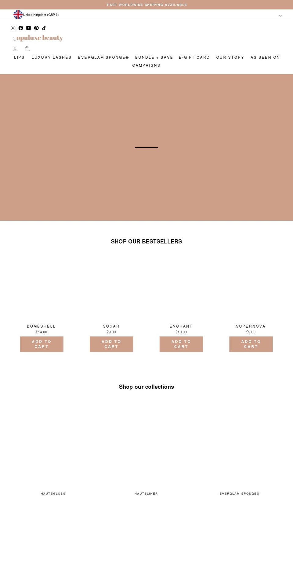 opuluxebeauty.com shopify website screenshot