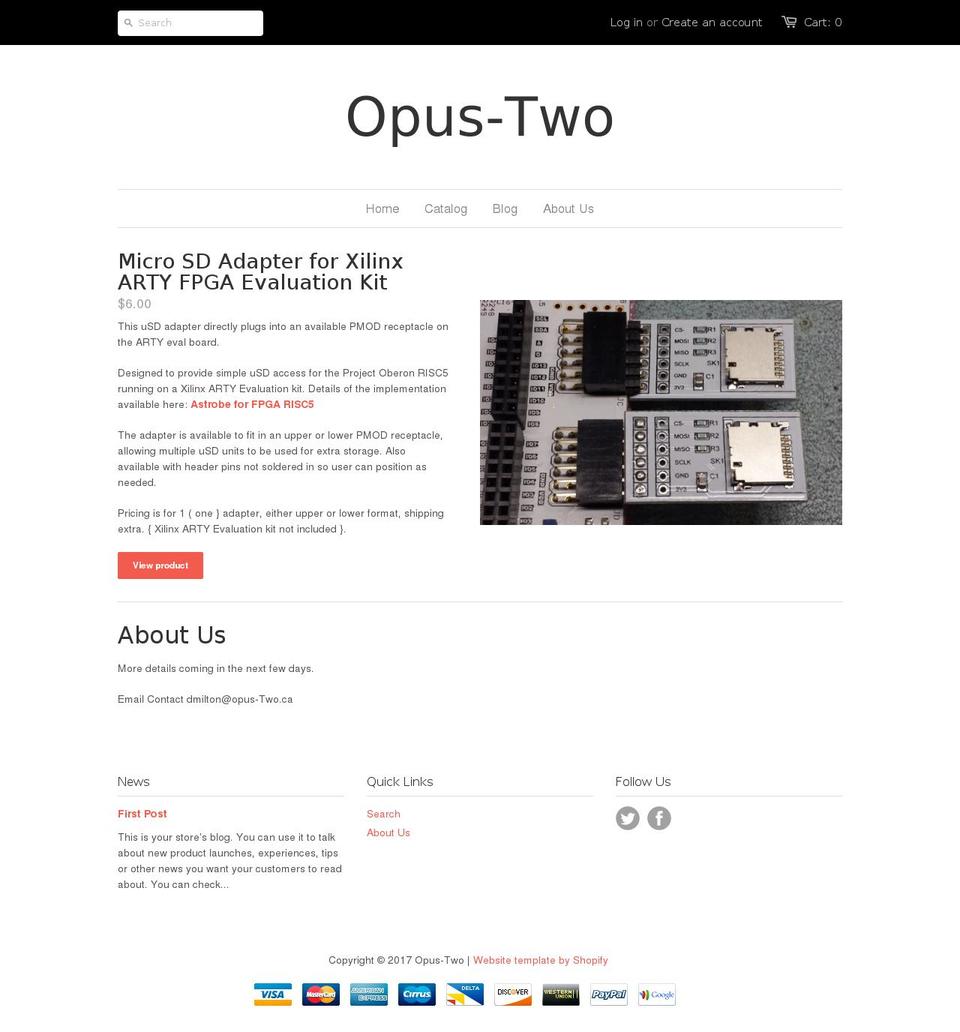 opus-two.ca shopify website screenshot