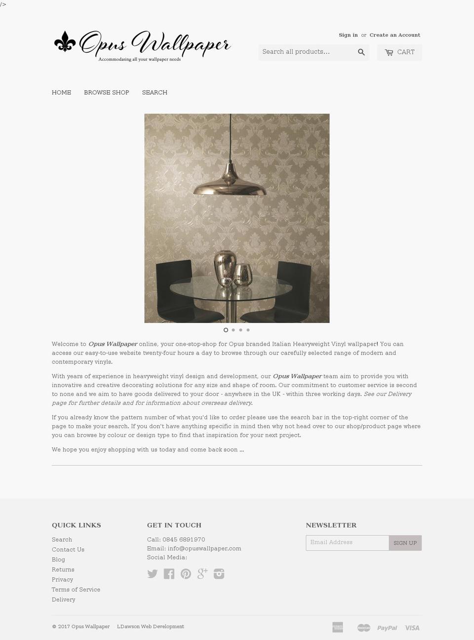 opuswallpaper.com shopify website screenshot