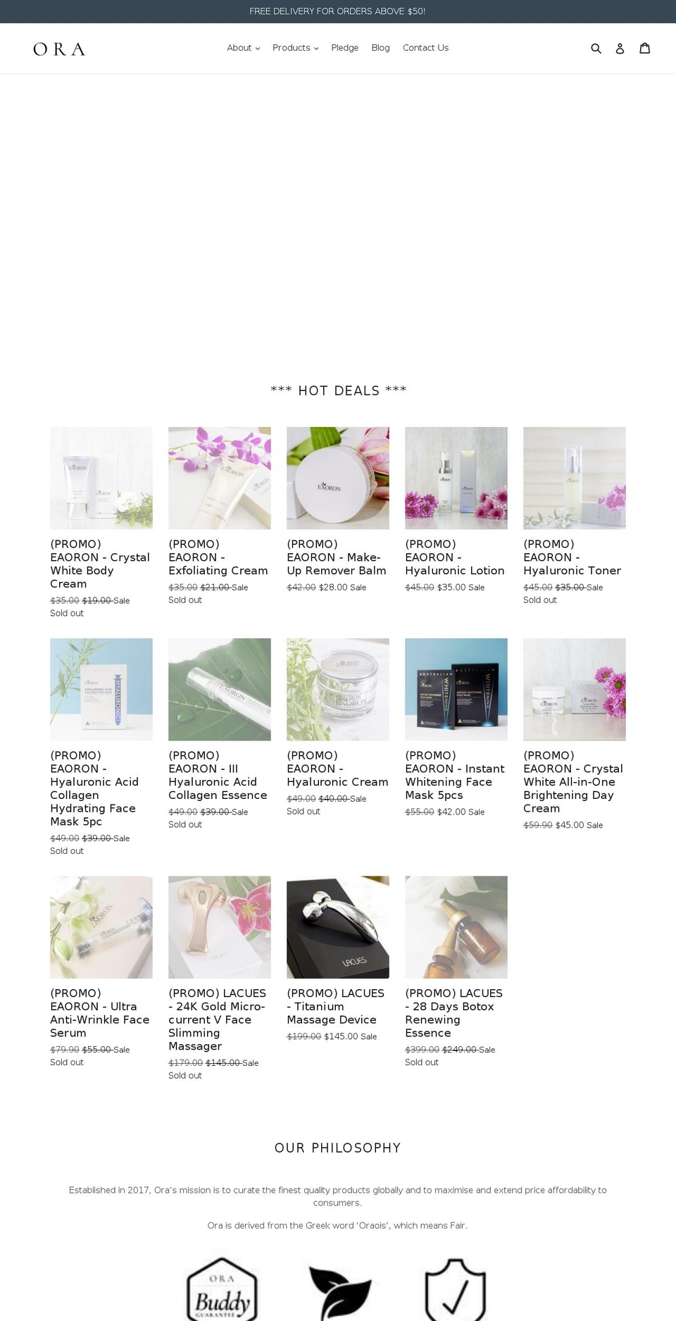 ora-shop.com — Shopify storefront screenshot