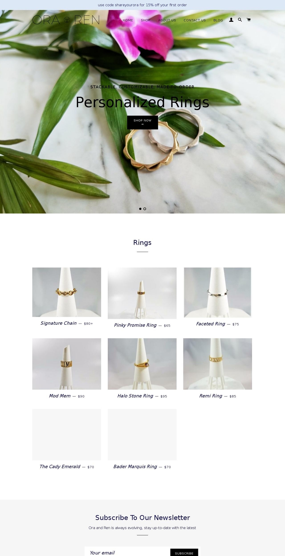 oraandren.com — Shopify storefront screenshot