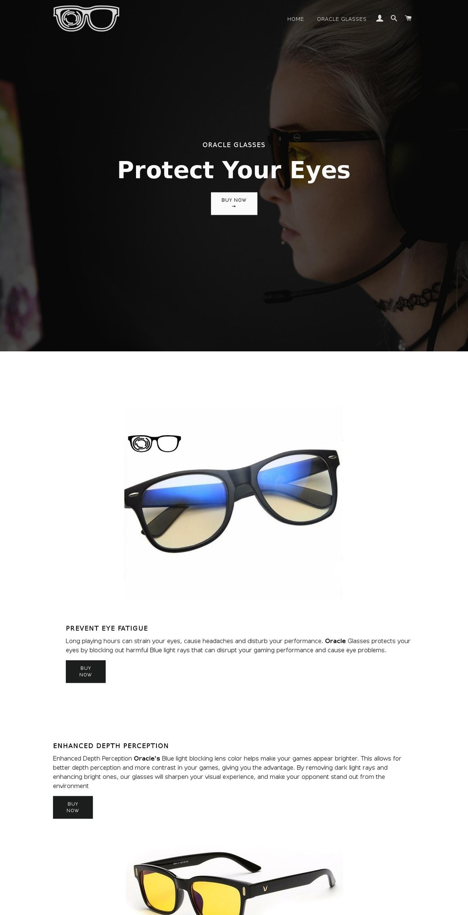 oracleglasses.com shopify website screenshot