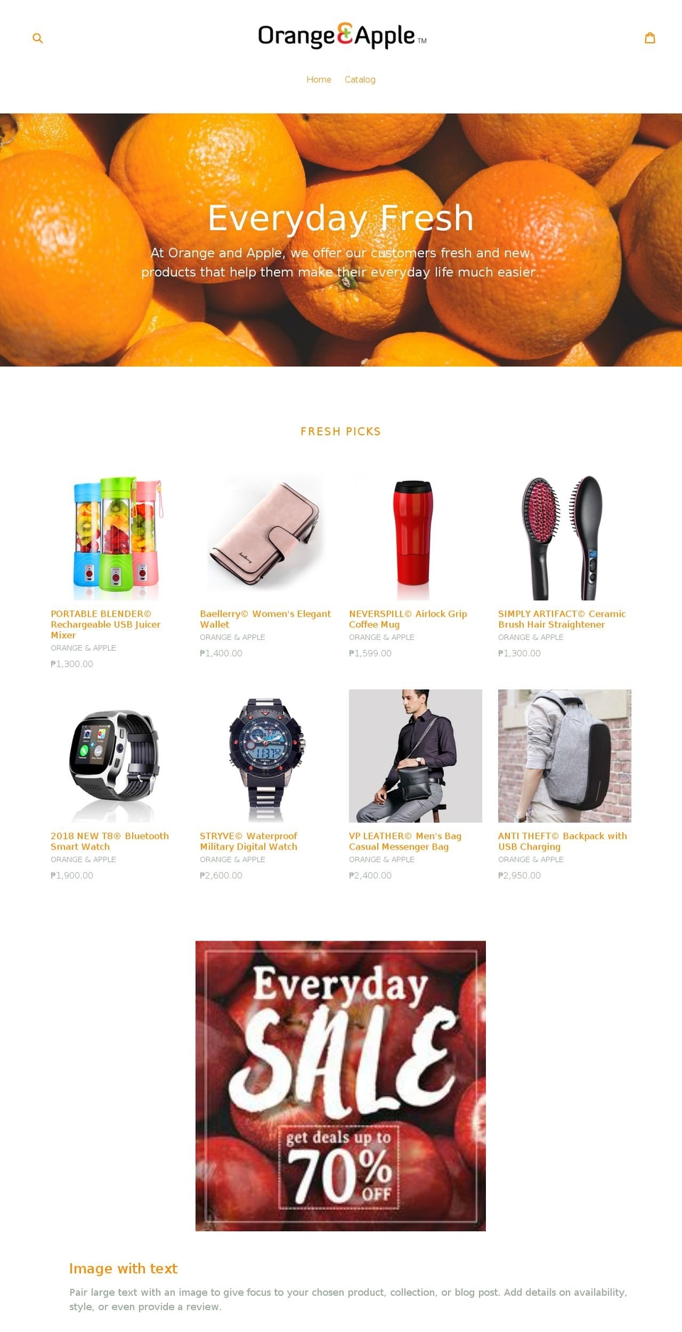 orangeandapple.com — Shopify storefront screenshot