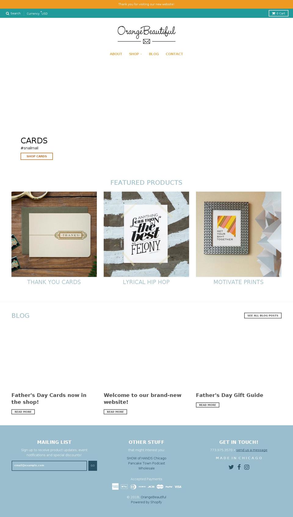 orangebeautiful.com — Shopify storefront screenshot