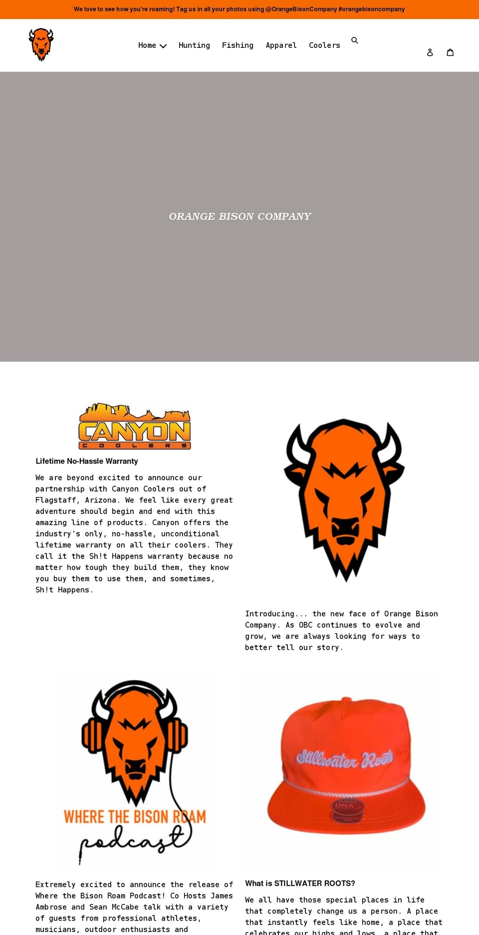 orangebisoncompany.com shopify website screenshot