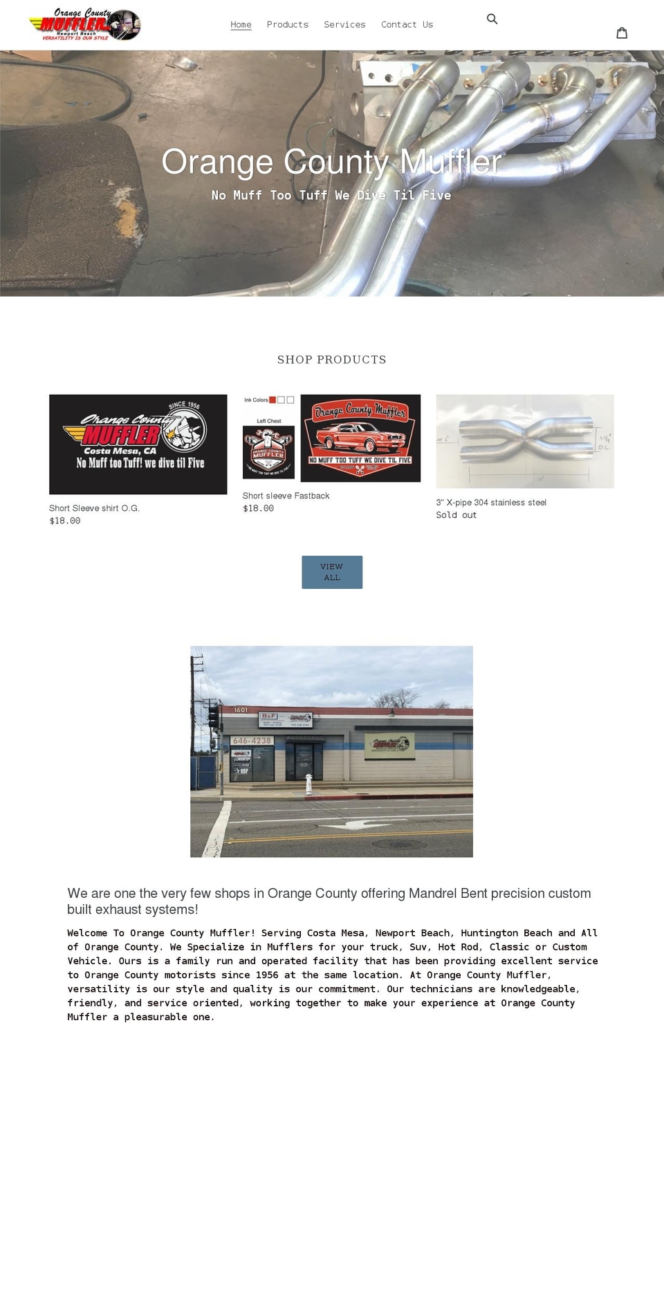 orangecountymuffler.com shopify website screenshot