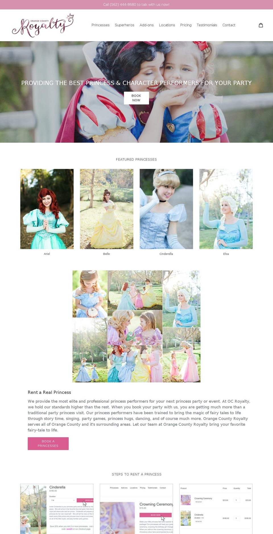 orangecountyprincess.com shopify website screenshot