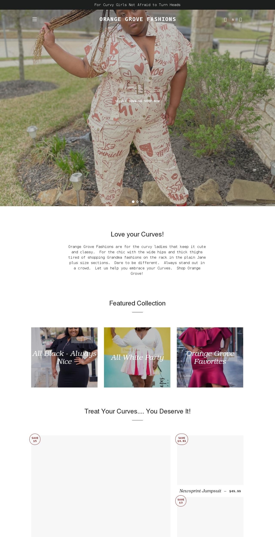orangegrovefashions.com — Shopify storefront screenshot
