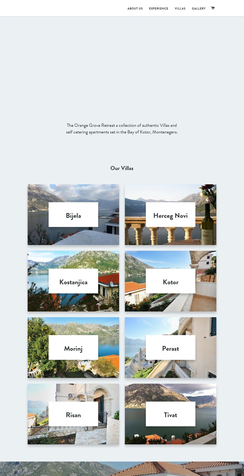 orangegroveretreat.com — Shopify storefront screenshot