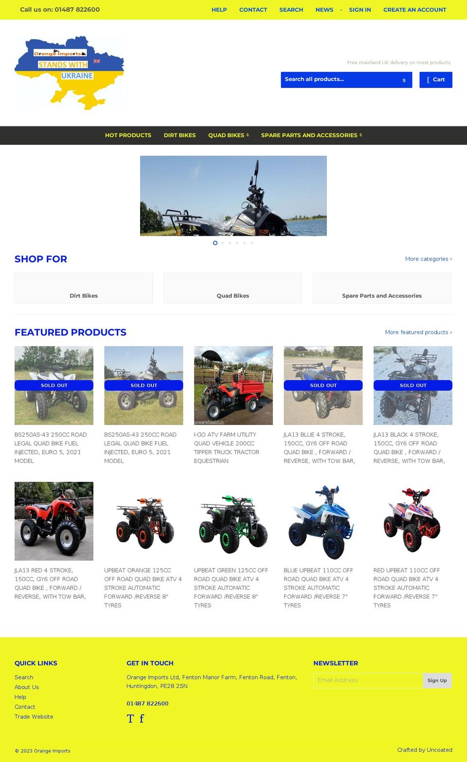 orangeimports.co.uk shopify website screenshot