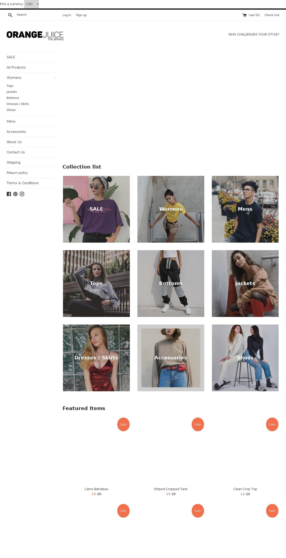 orangejuicethebrand.com shopify website screenshot