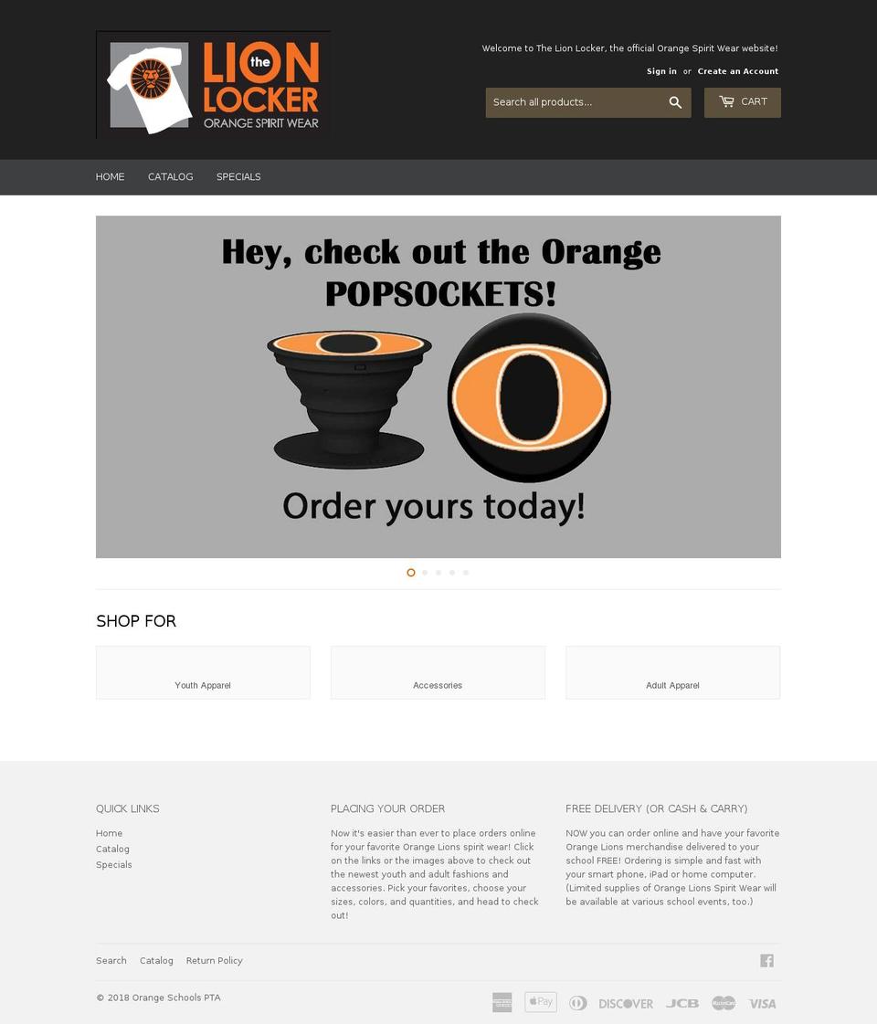 orangelionlocker.com — Shopify storefront screenshot