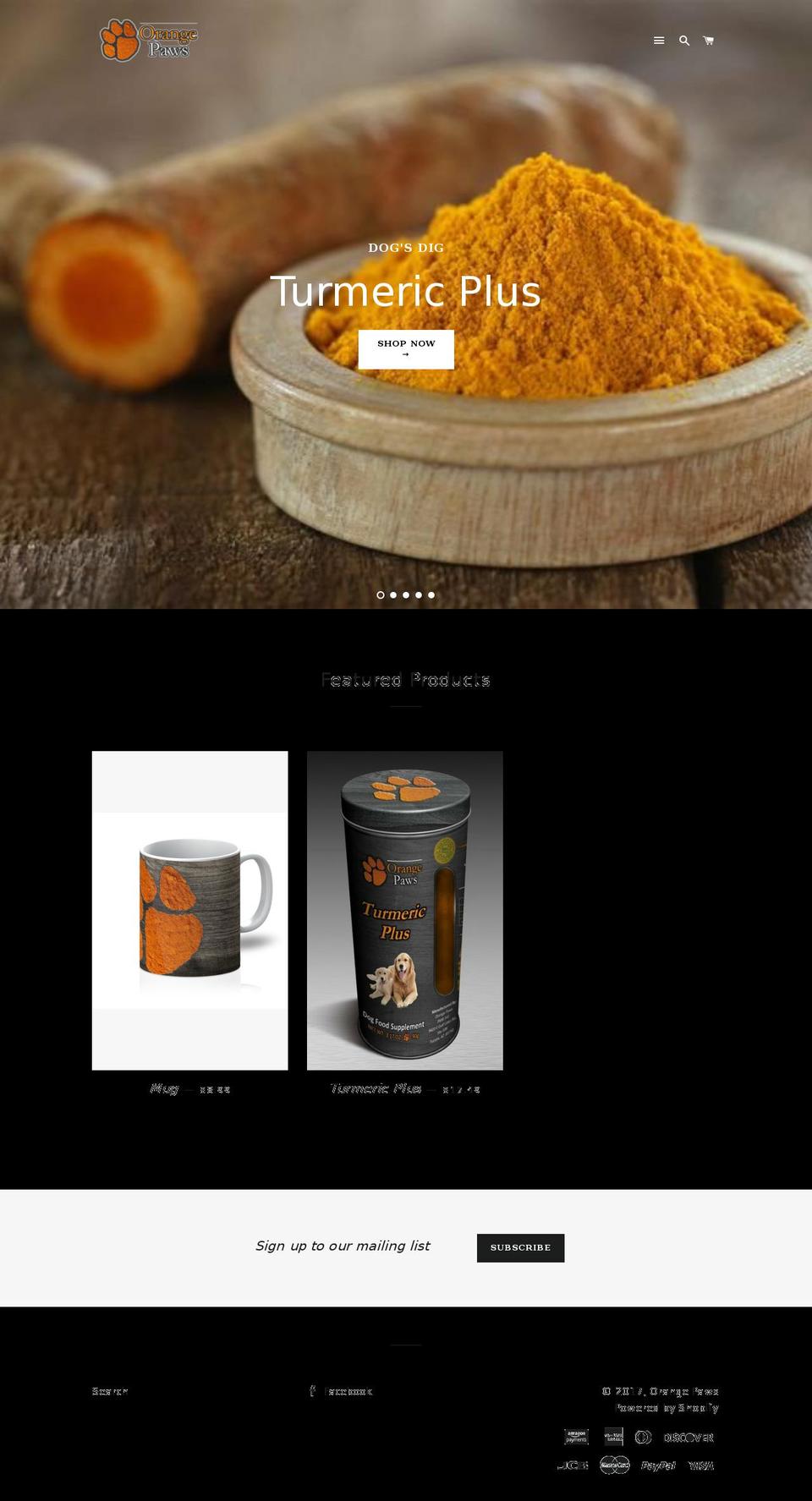 orangepaws.com shopify website screenshot