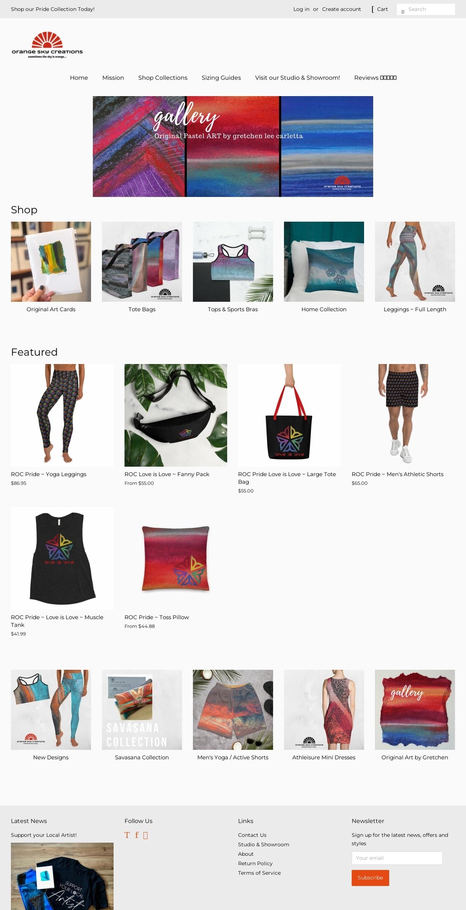 orangeskycreations.com — Shopify storefront screenshot