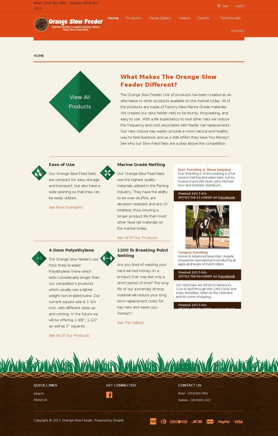 orangeslowfeeders.net shopify website screenshot