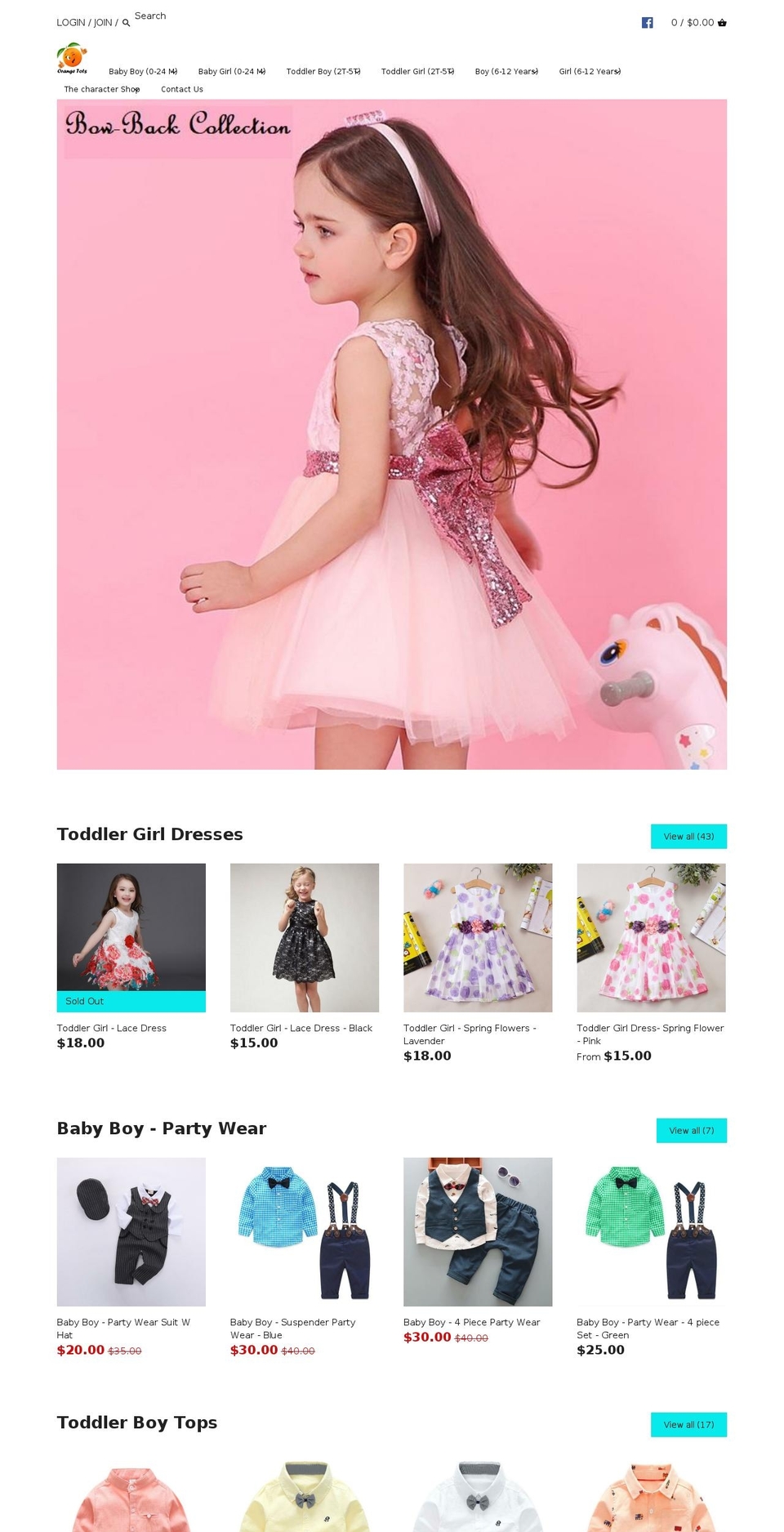 orangetots.com — Shopify storefront screenshot