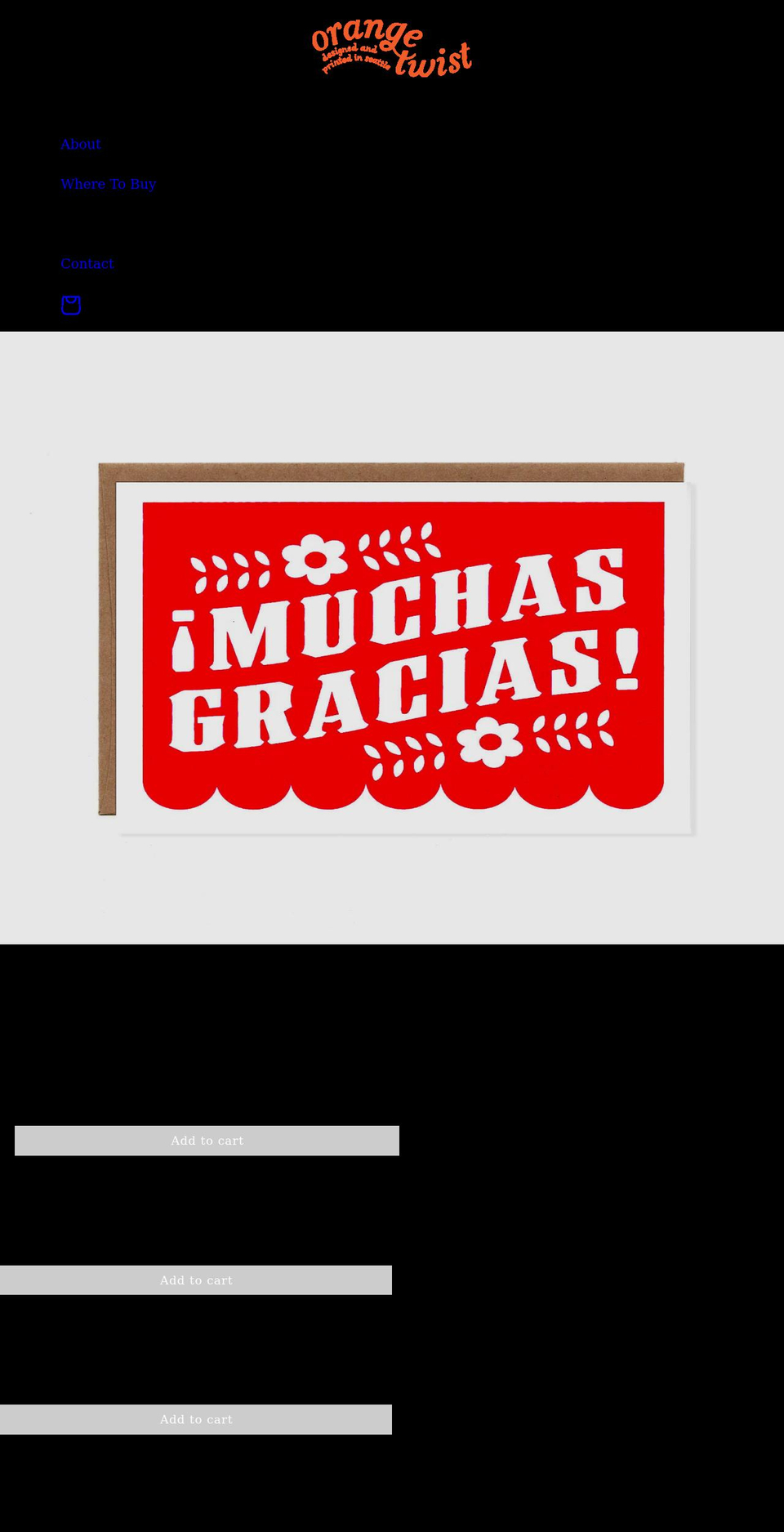 orangetwistcards.com shopify website screenshot