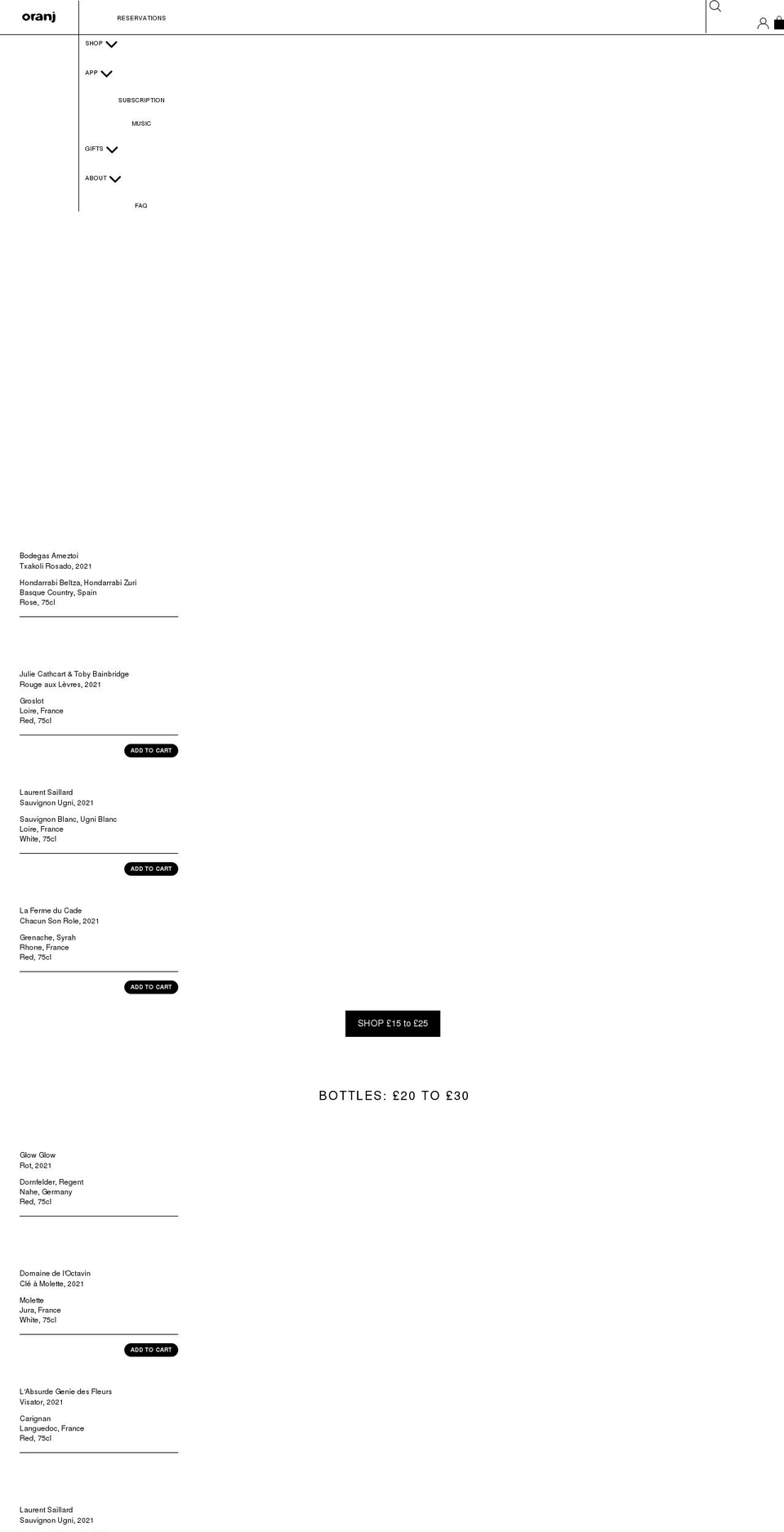 oranj.co.uk shopify website screenshot