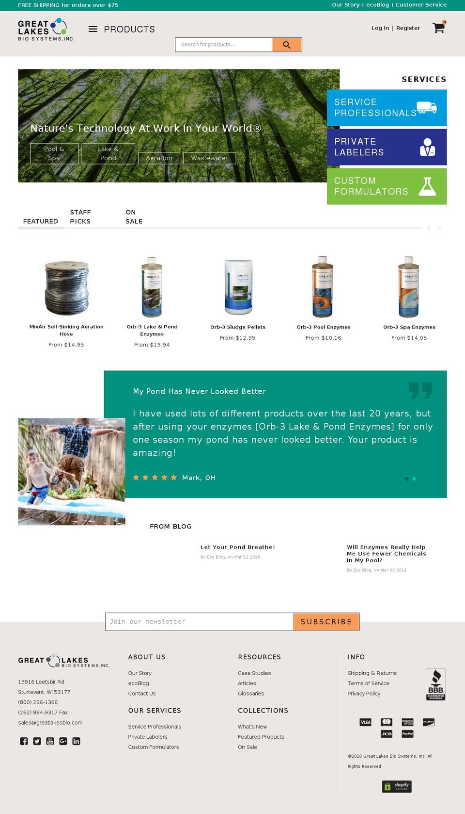 Great Lake Bio Systems Shopify theme site example orb-3-catalysts.com