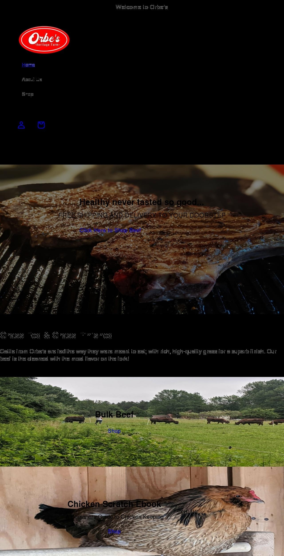 orbesheritagefarm.com shopify website screenshot