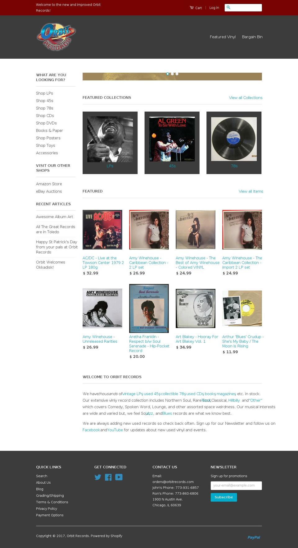 orbitrecords.com shopify website screenshot