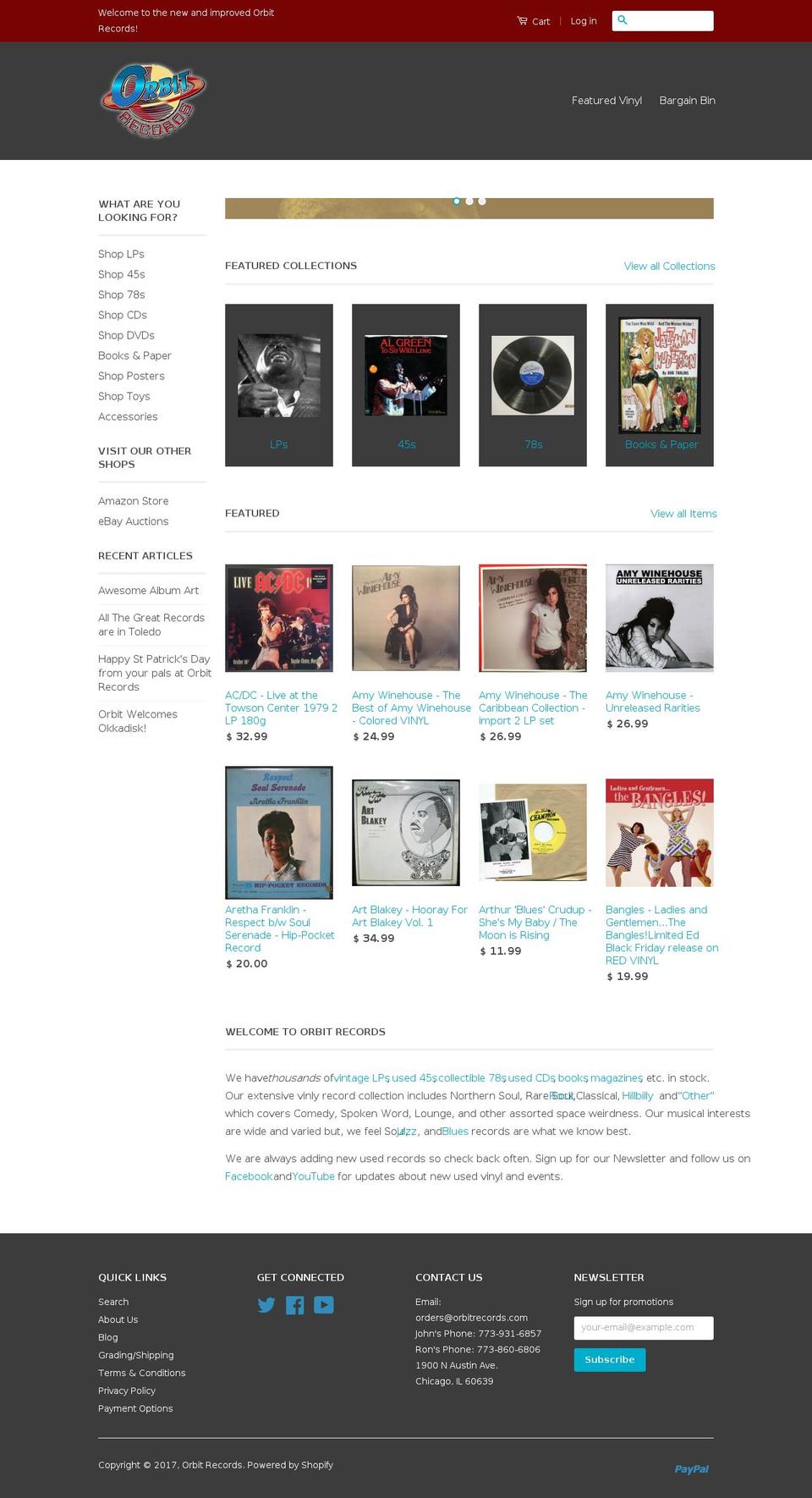 orbitrecords.net shopify website screenshot