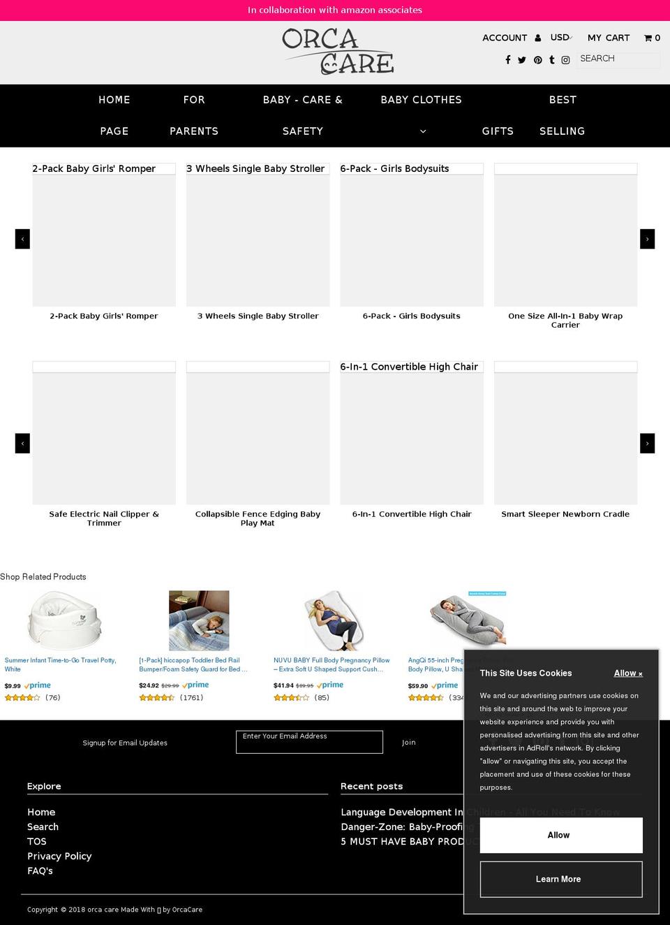 orcacare.net shopify website screenshot