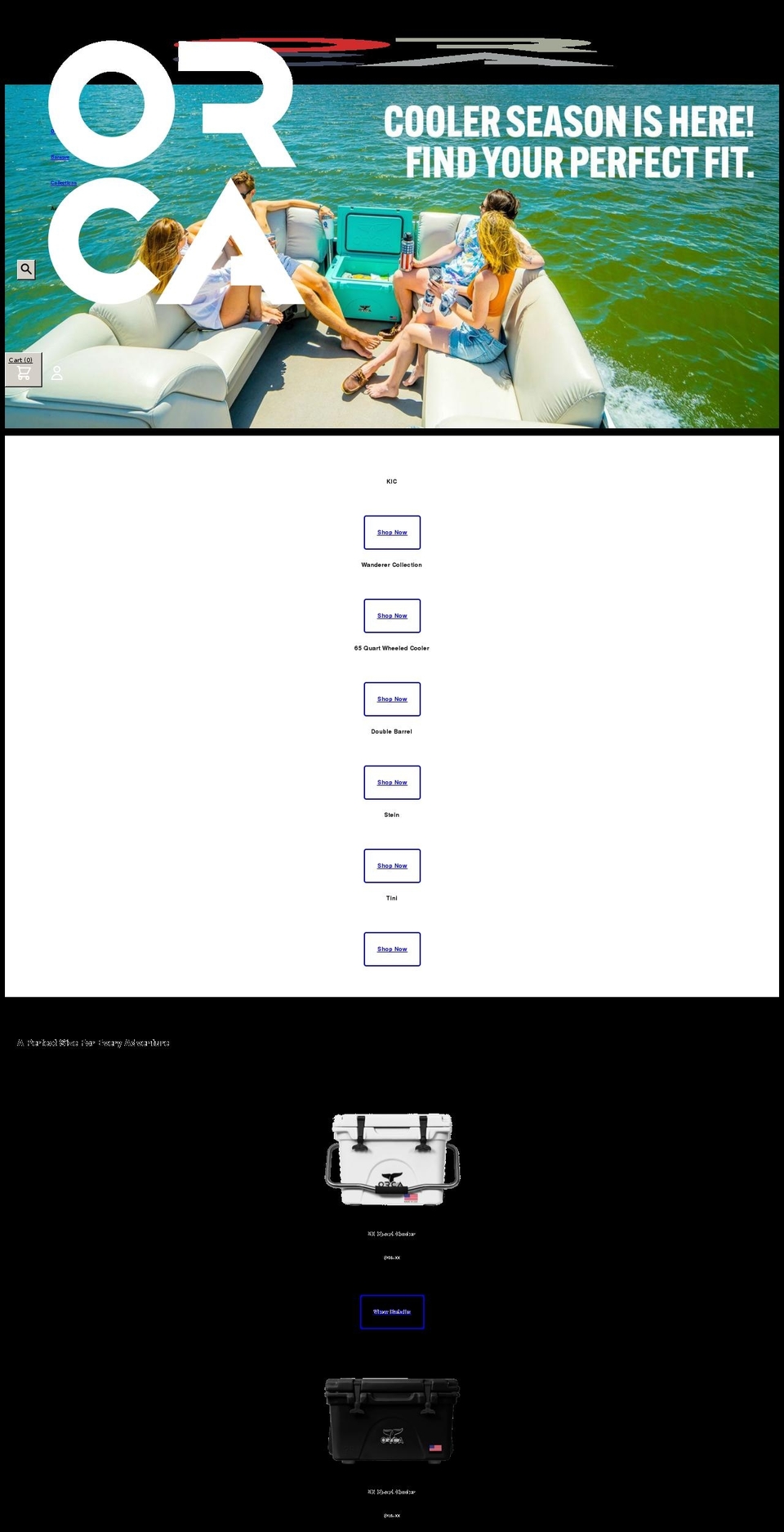 orcacoolers.com — Shopify storefront screenshot