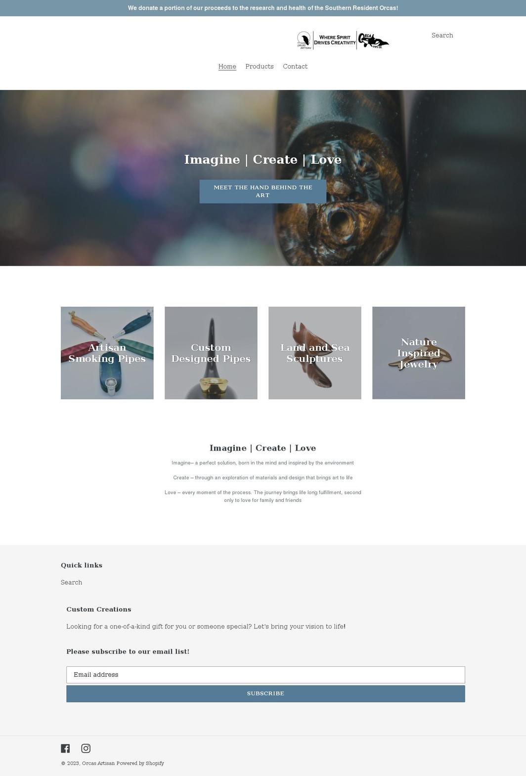 orcasartisan.com shopify website screenshot