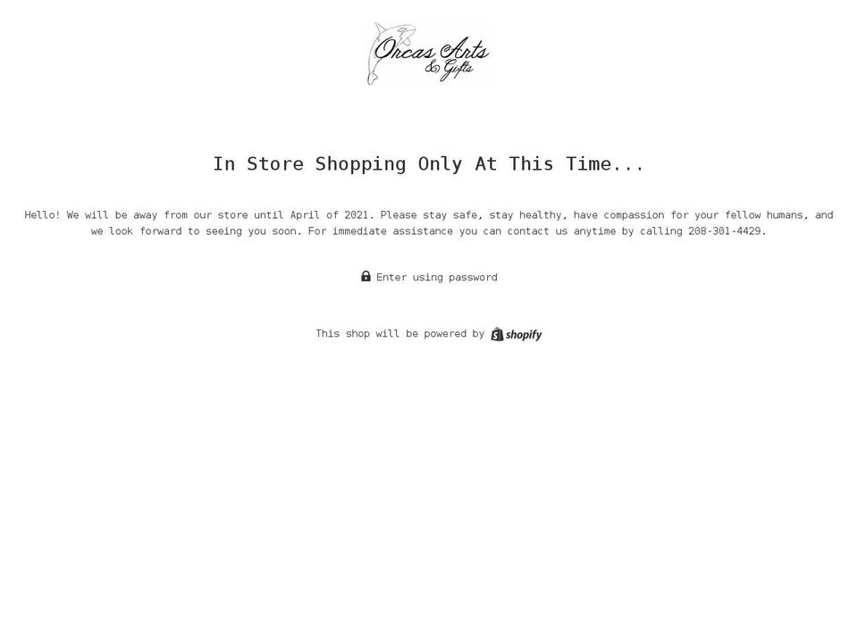 orcasartsandgifts.com shopify website screenshot