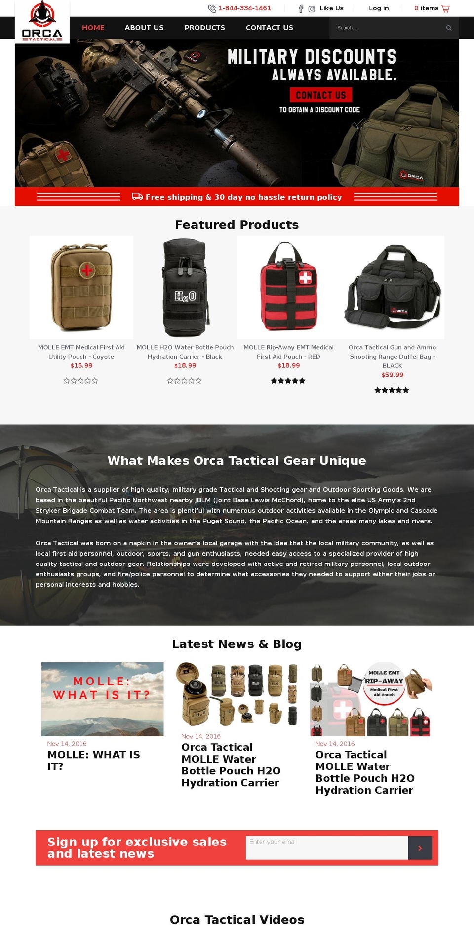 orcatacticalgear.com shopify website screenshot