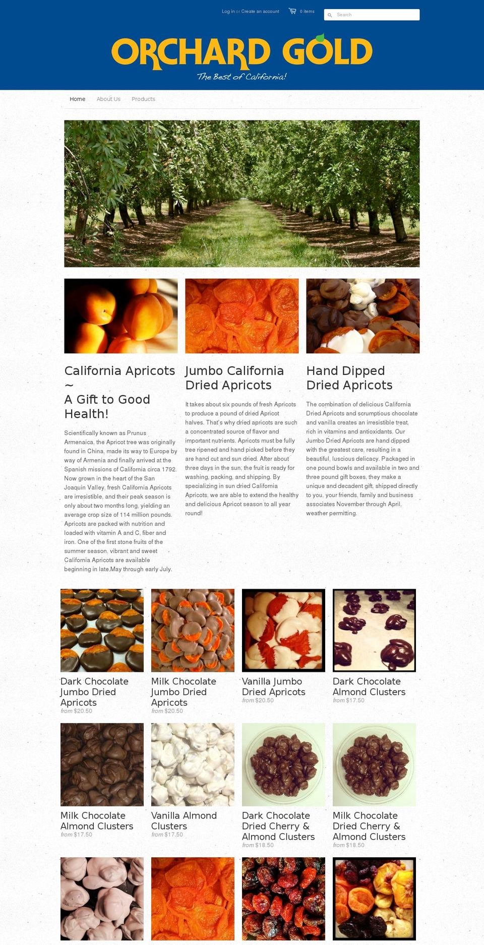 orchardgoldapricots.com shopify website screenshot