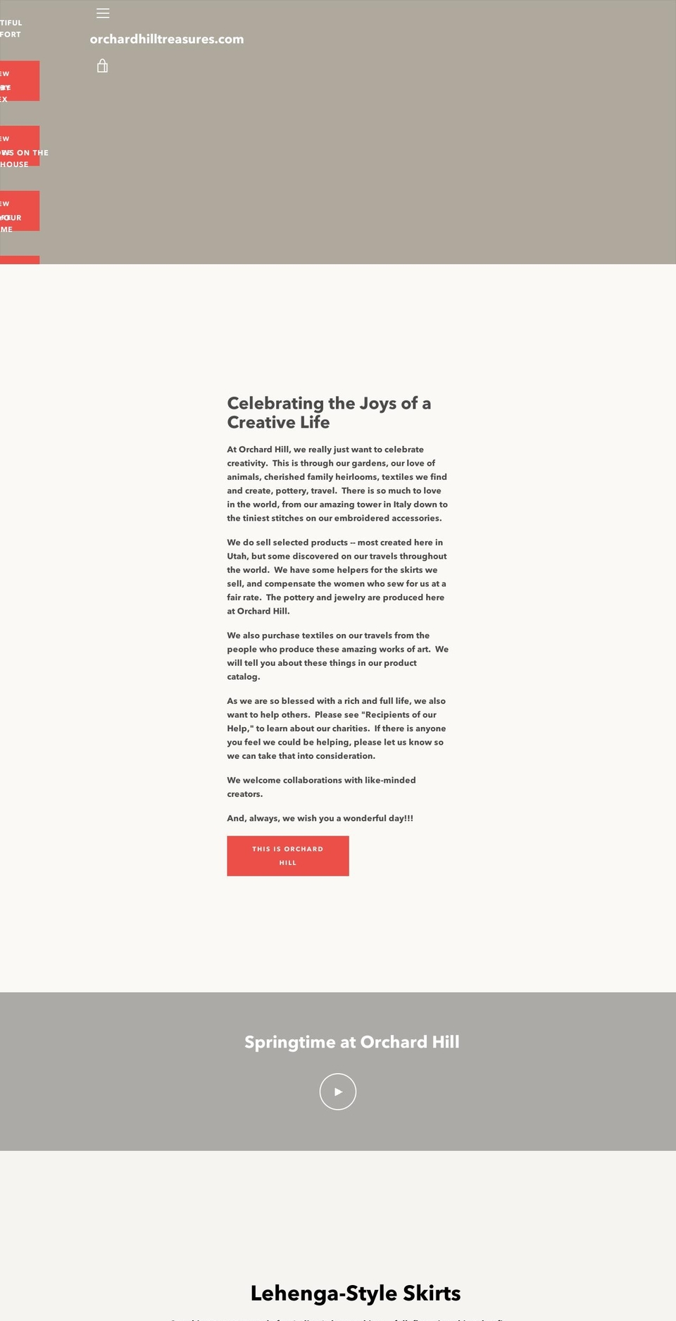 orchardhilltreasures.com — Shopify storefront screenshot